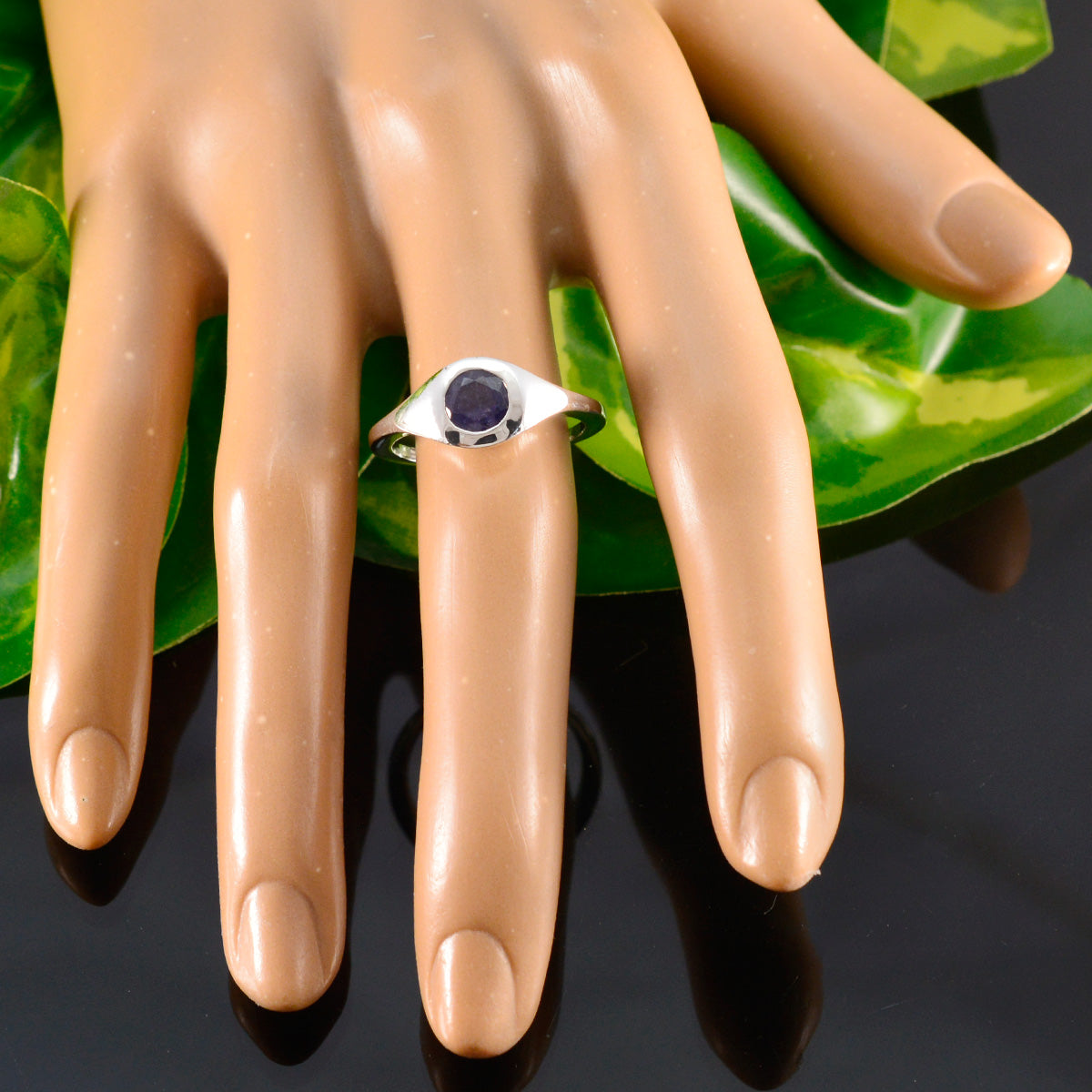 Victoria Modern Blue Solitaire Ring