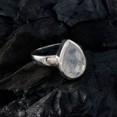 Laura White Solitaire Ring for Women with Teardrop Gemstone