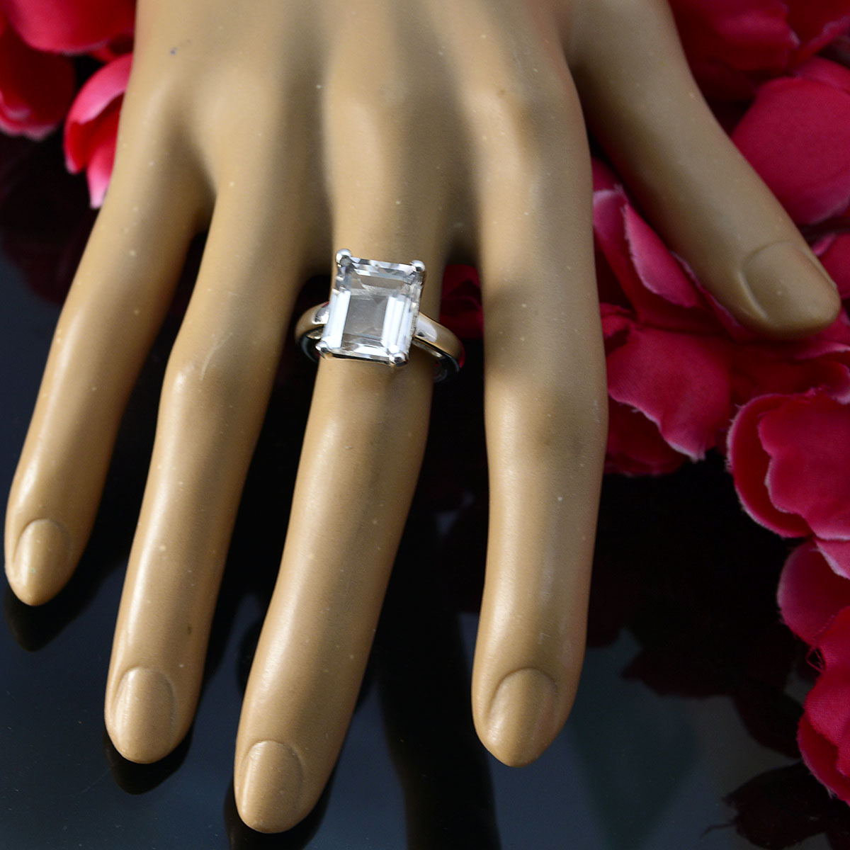 Charlotte White Solitaire Ring for Women with Square Gem