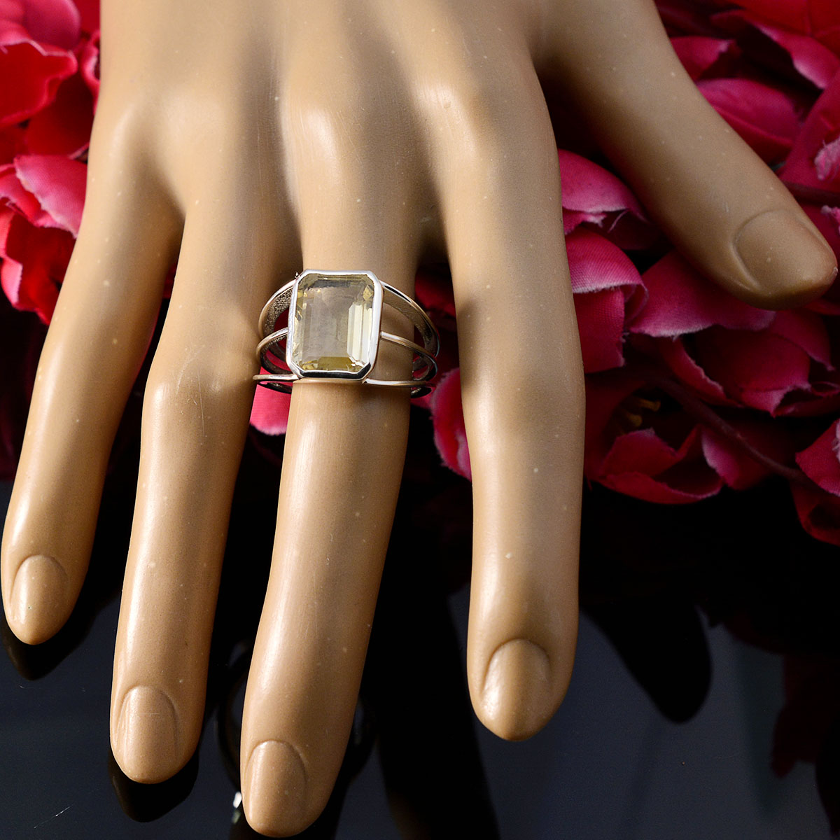 Isadora Yellow Solitaire Ring for Women in Silver