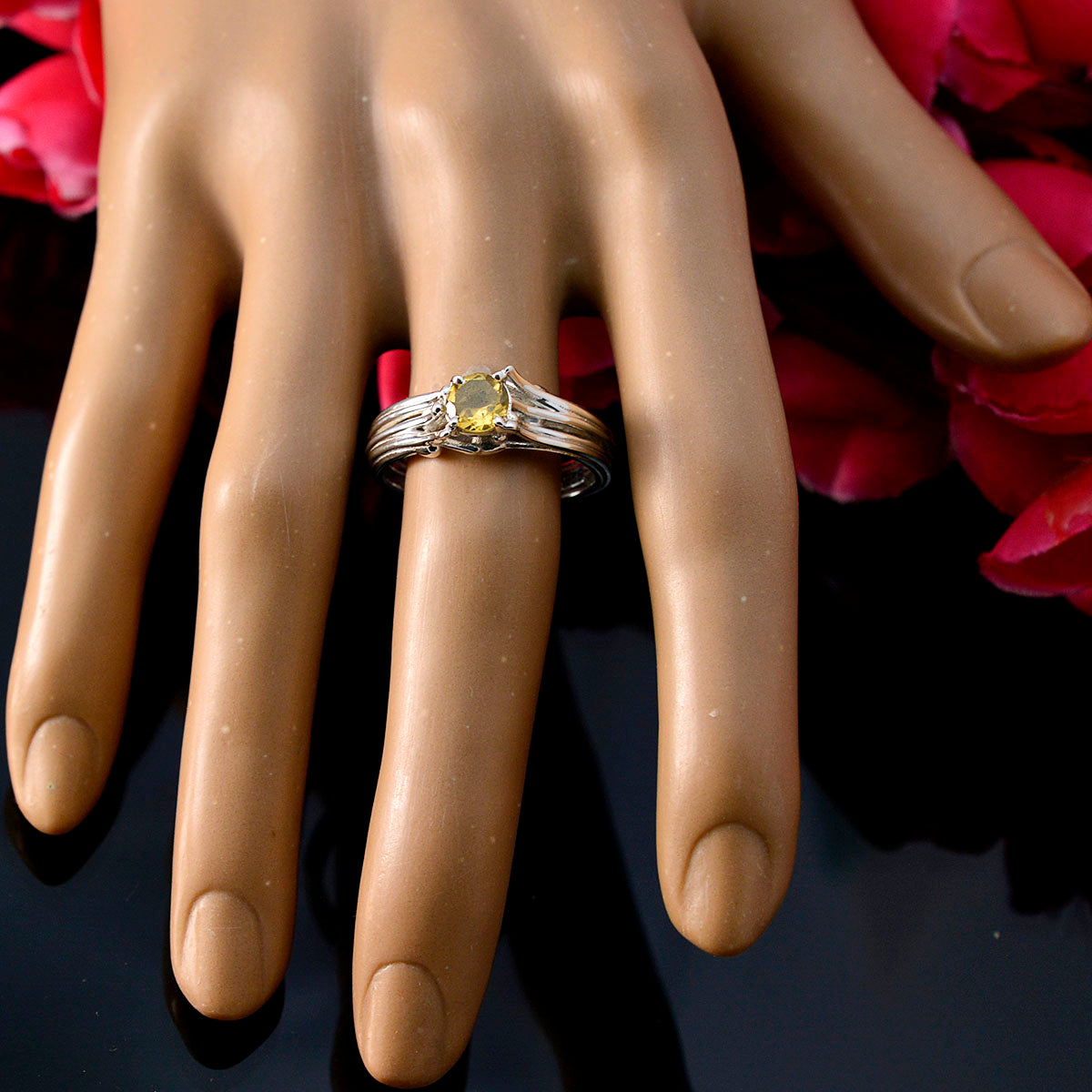 Isadora Graceful Yellow Solitaire Ring