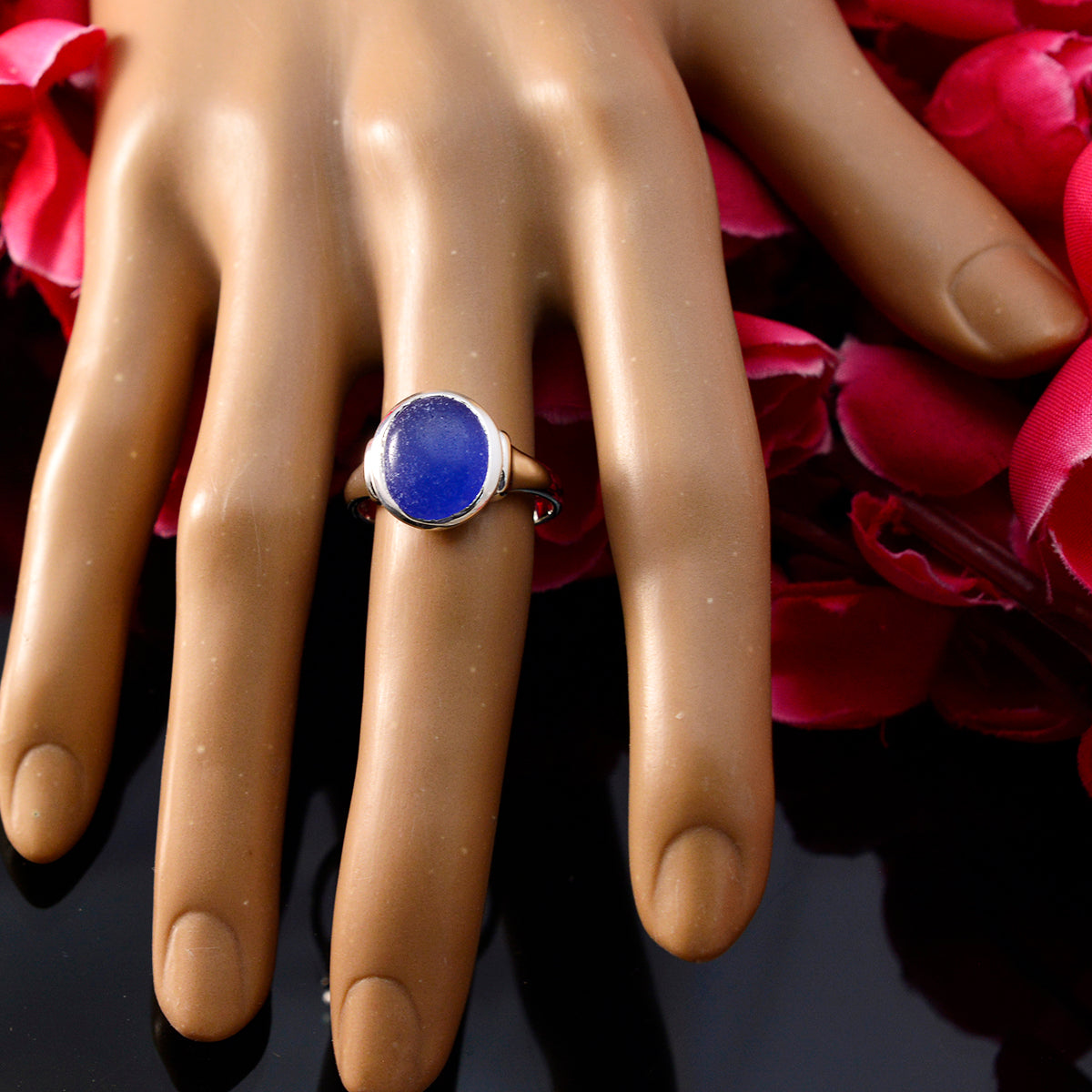 Ivana Blue Solitaire Ring Sterling Silver Gemstone