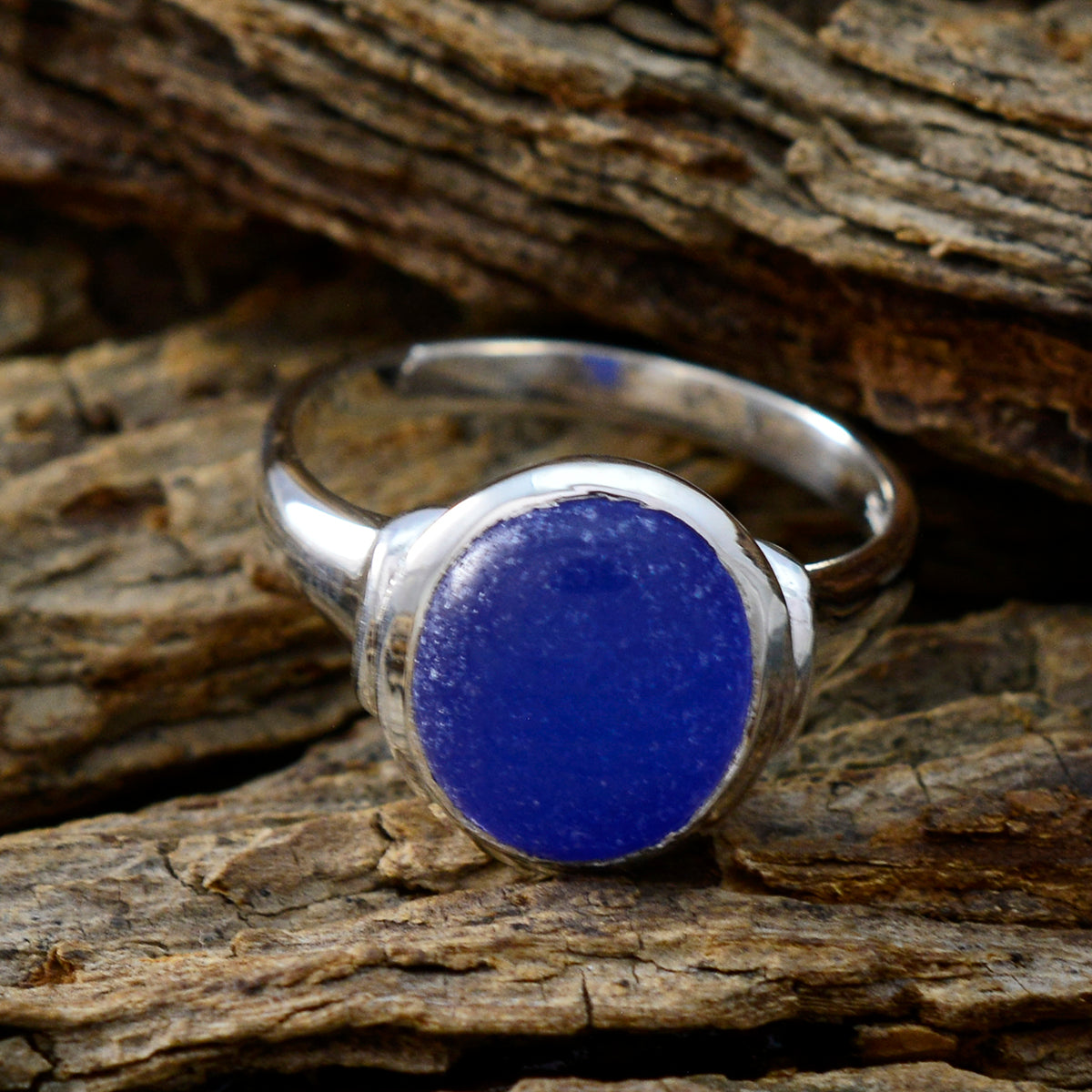 Ivana Blue Solitaire Ring Sterling Silver Gemstone