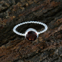 Lakshmi Twist Red Solitaire Ring with Beaded Band