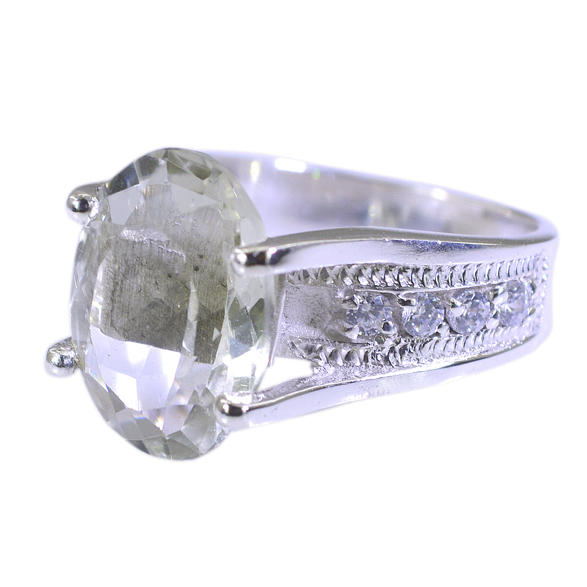 Julieta Light Green Gemstone Halo Ring in Sterling Silver