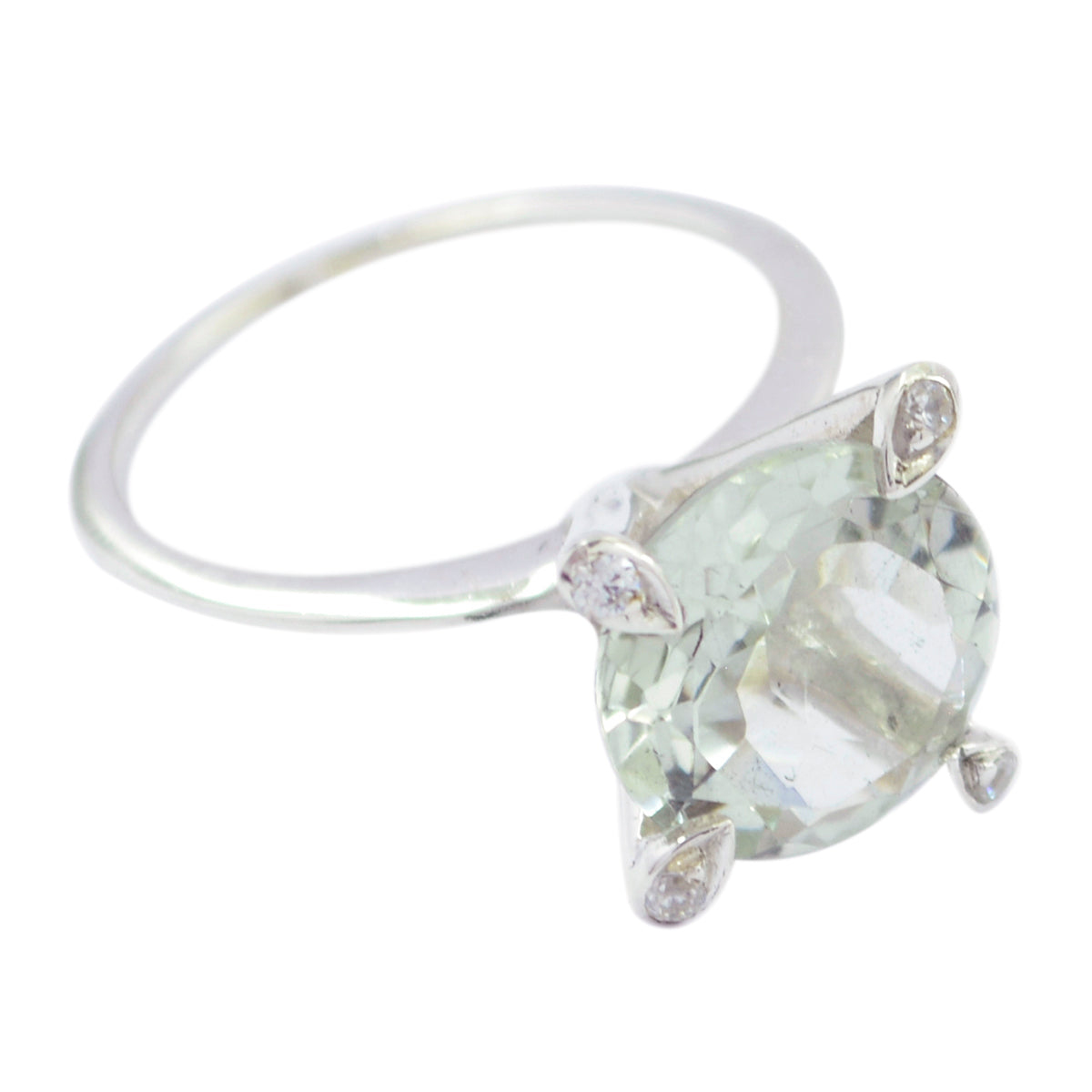 Nella Artisan Light Green Halo Ring Green Amethyst Green