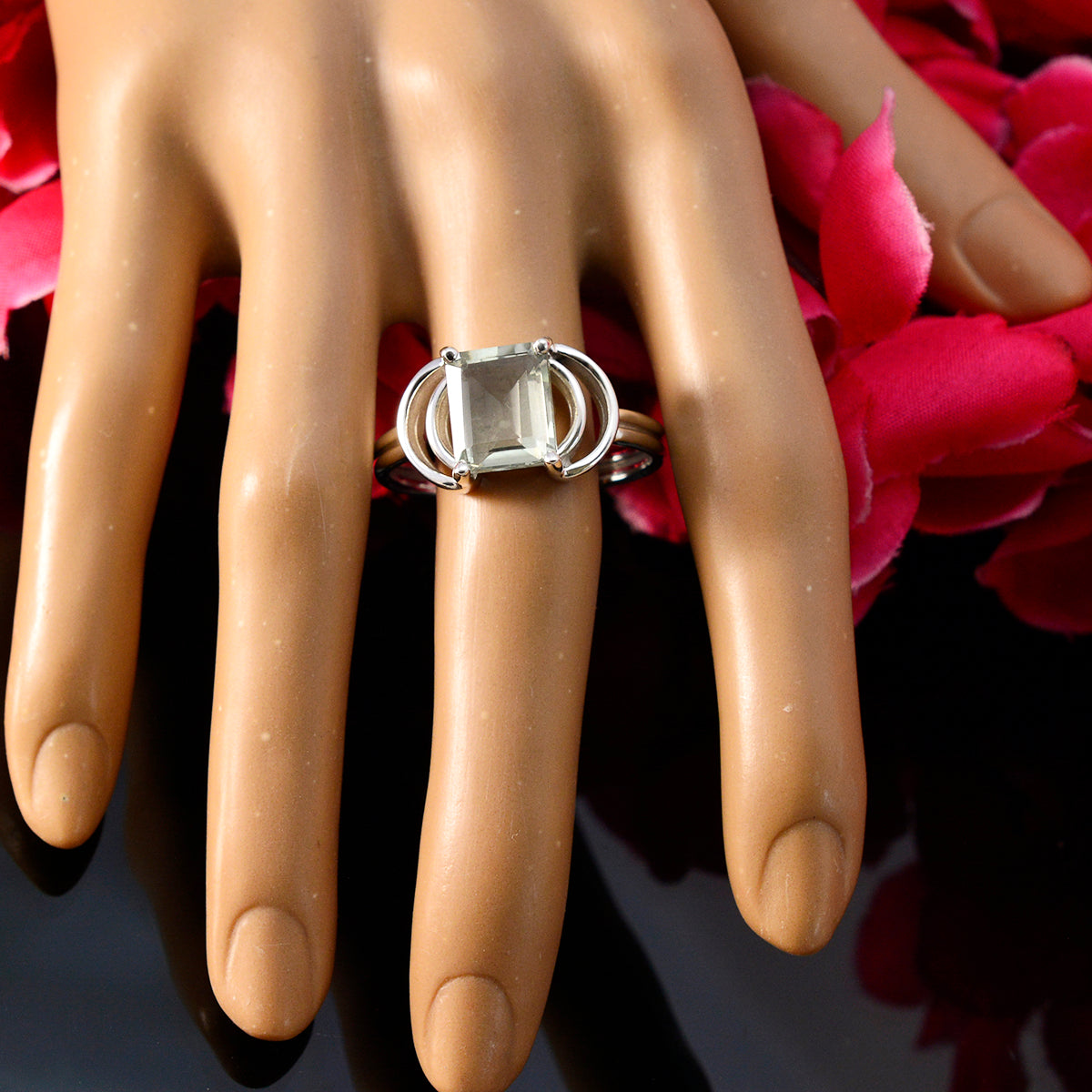 Ananya Trendy Light Green Solitaire Ring