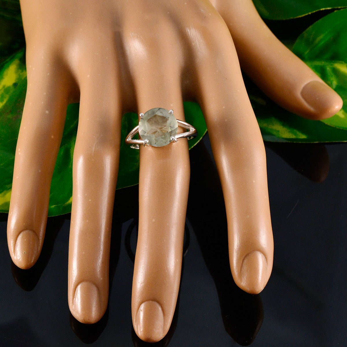 Teresa Luxurious Light Green Solitaire Ring