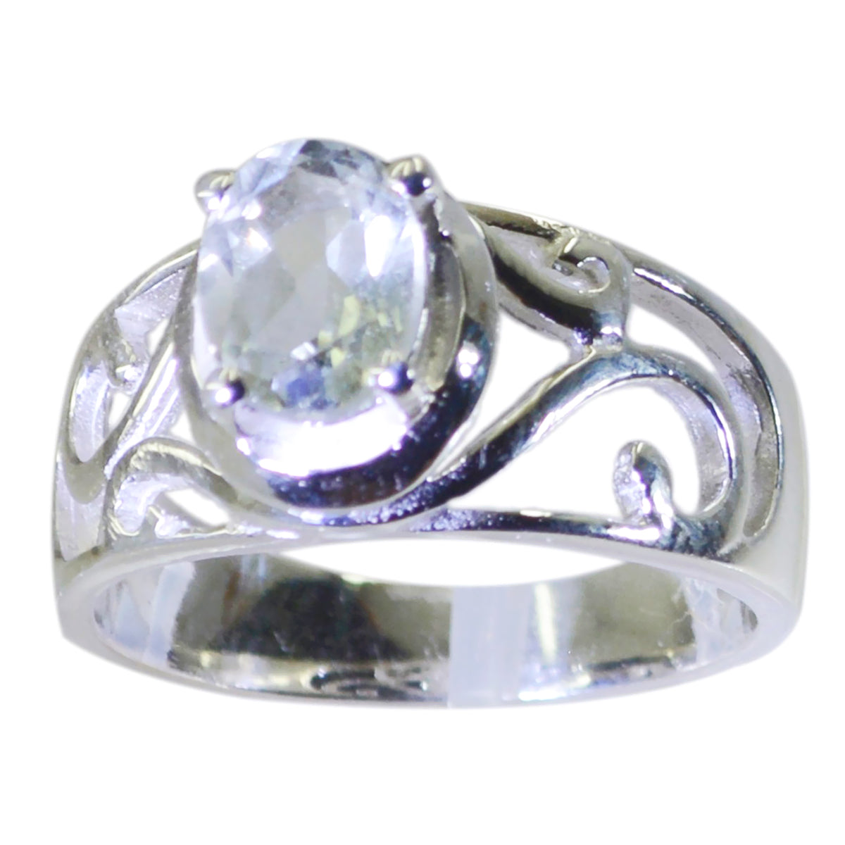 Priya Filigree Light Green Solitaire Ring Green Amethyst Green