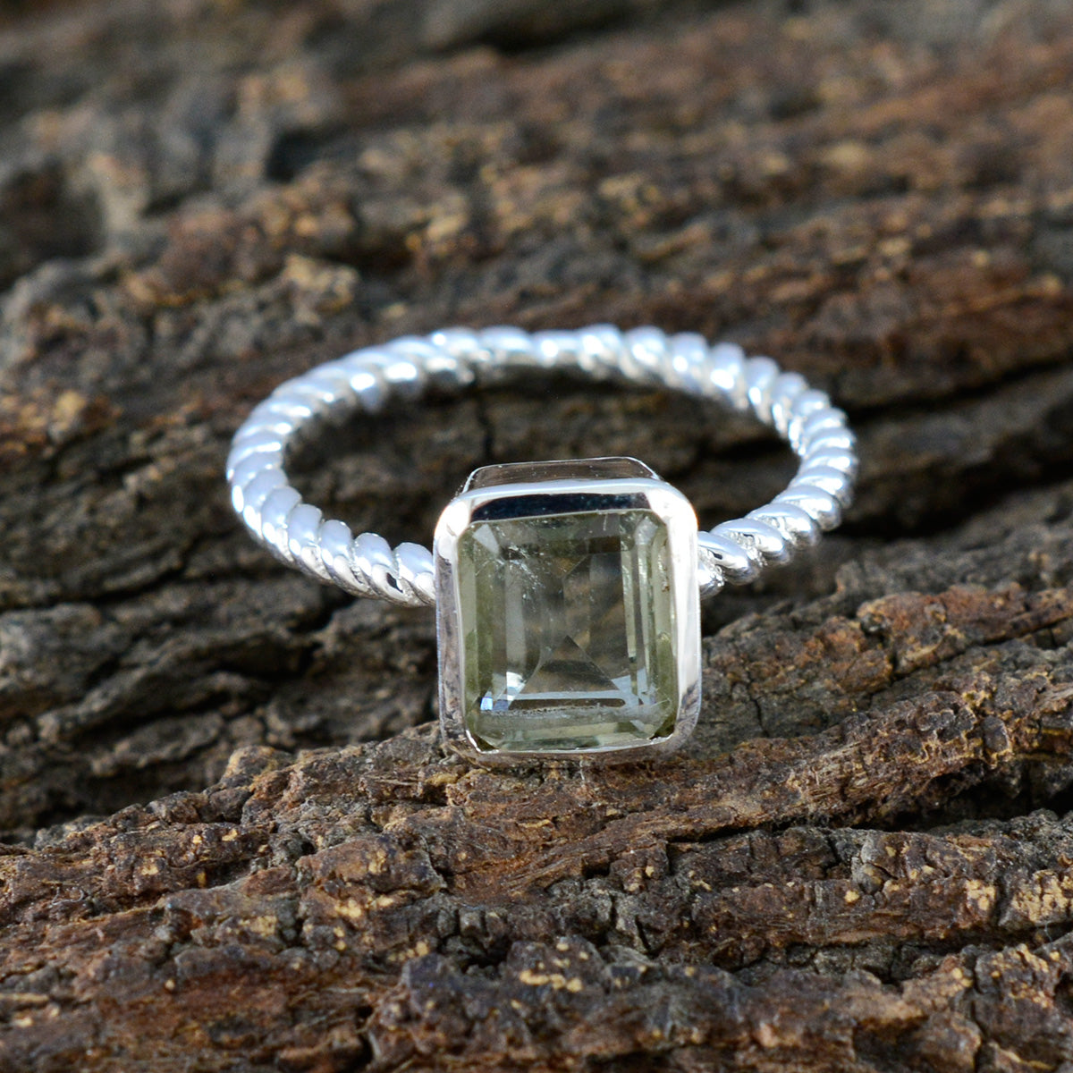 Camila Modern Light Green Solitaire Ring
