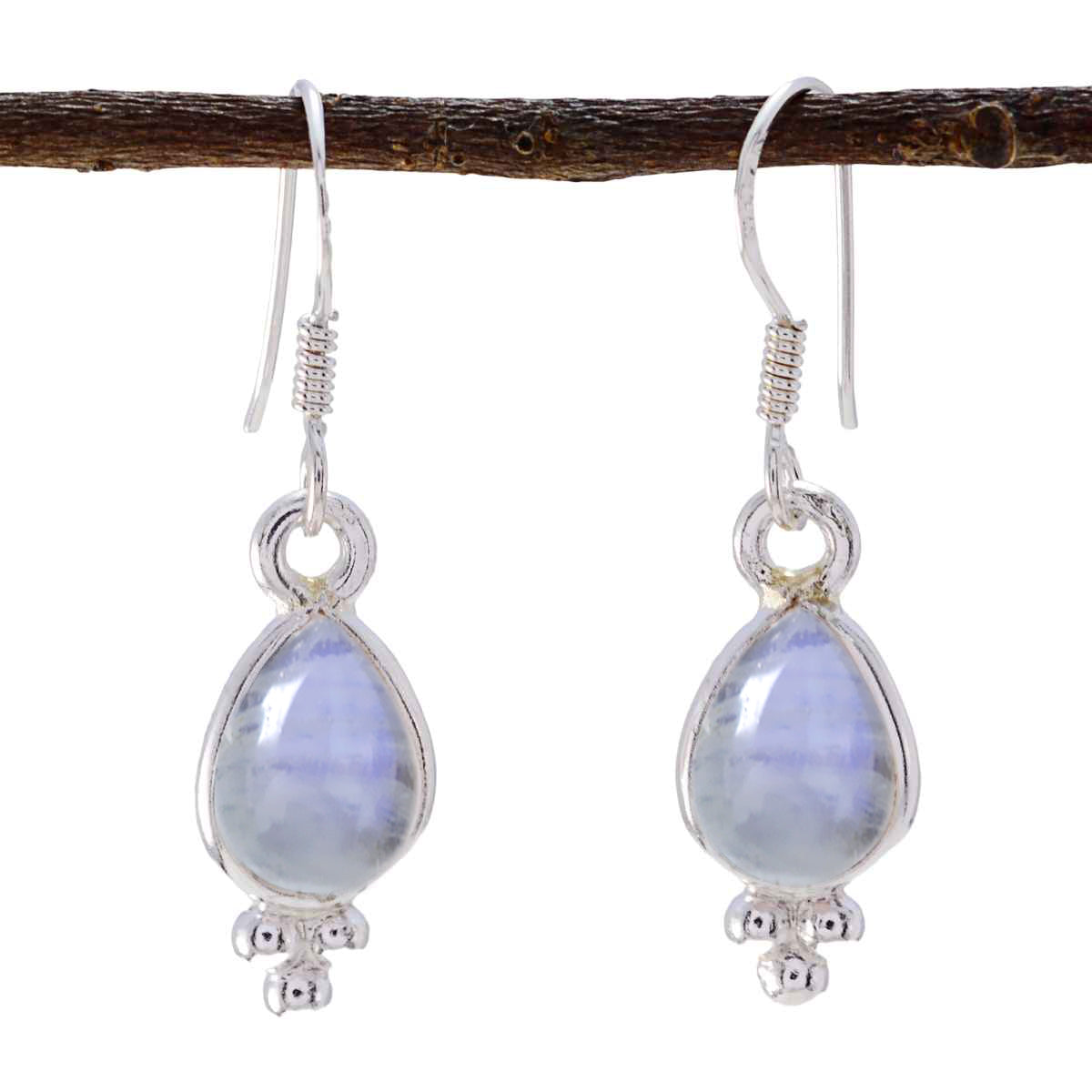 Lourdes White Earrings for Everyday Glam Rainbow Moonstone White Dangle