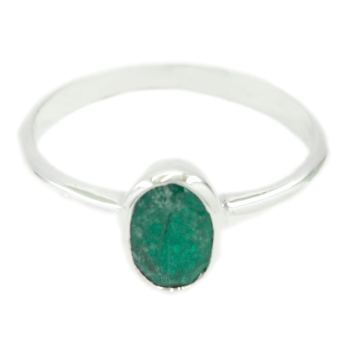 Emi Luxurious Green Solitaire Ring with Emerald Gem Indian Emerald Green