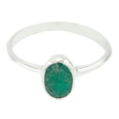 Emi Luxurious Green Solitaire Ring with Emerald Gem Indian Emerald Green