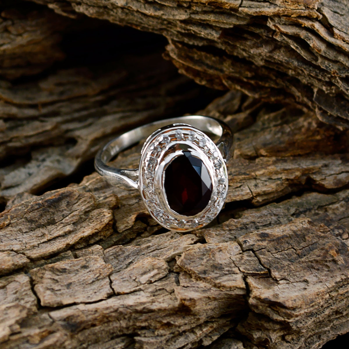 Araya Luxurious Red Halo Ring with Sparkling Stones