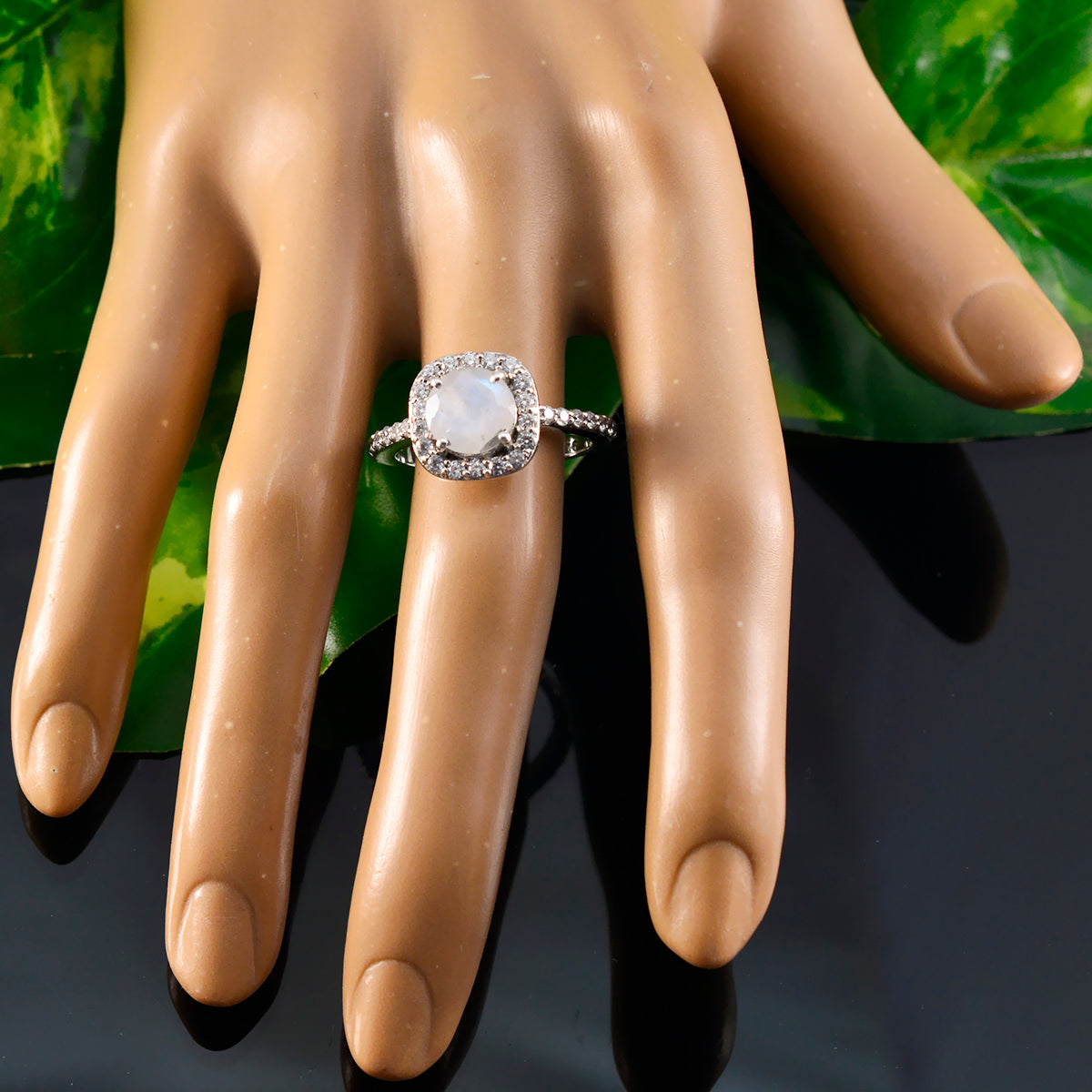 Ida Luxurious White Halo Ring with Gemstone Accent