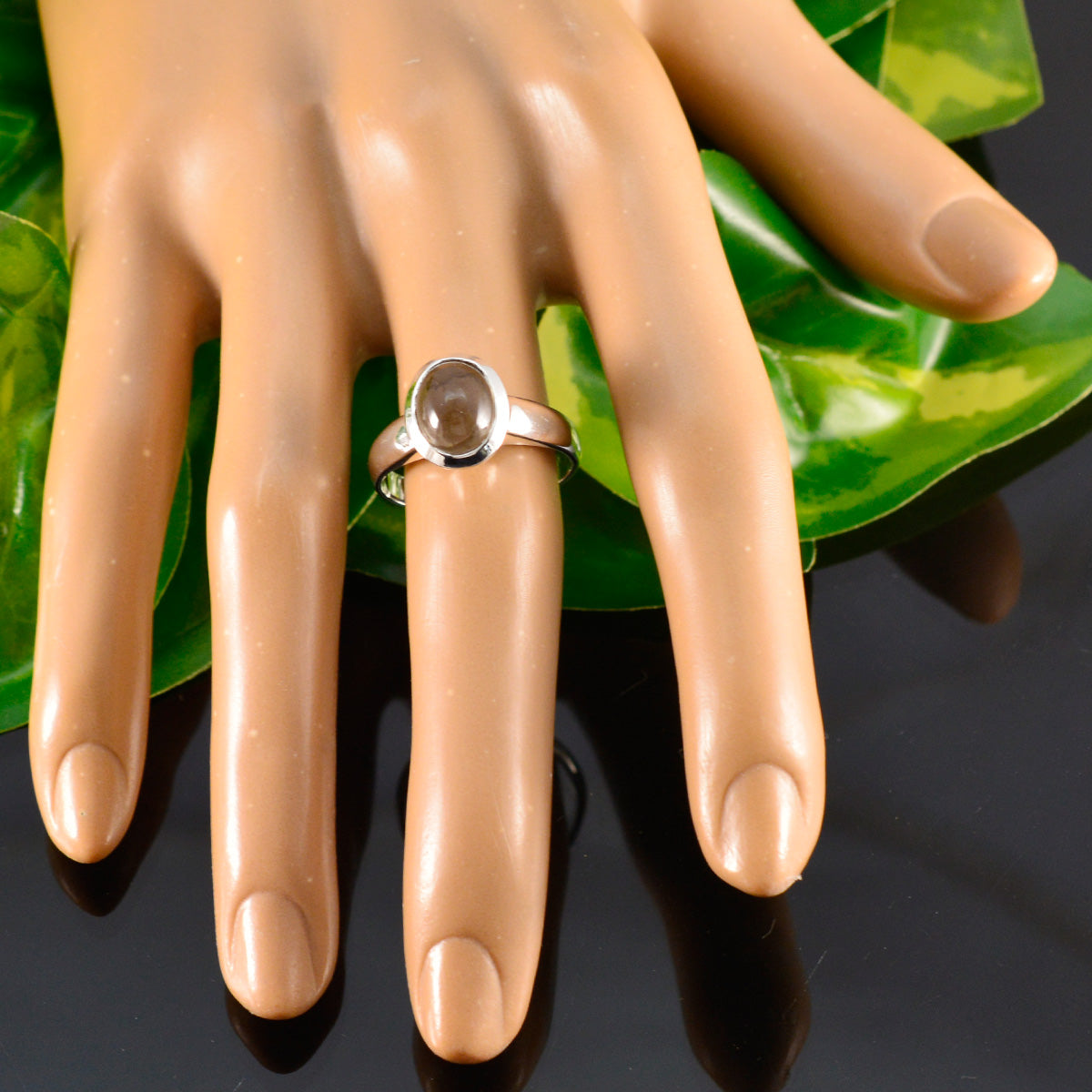 Saanvi Luxury Brown Solitaire Ring with Silver Band
