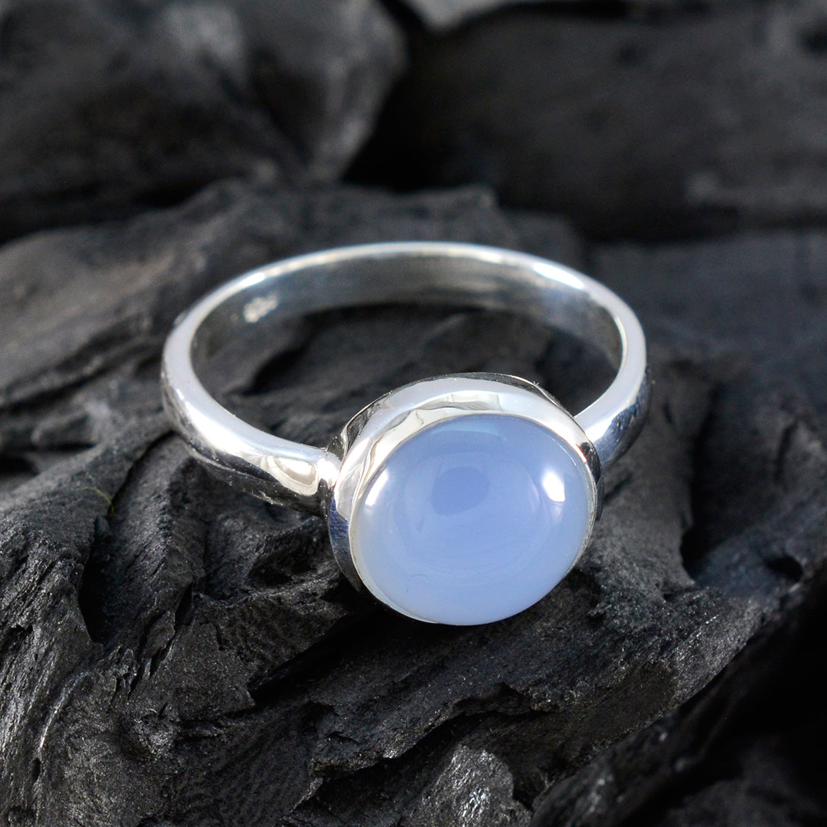 Emma Modern Aqua Solitaire Ring in Sterling Silver