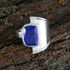 Carla Modern Blue Gemstone Ring with Silver Band