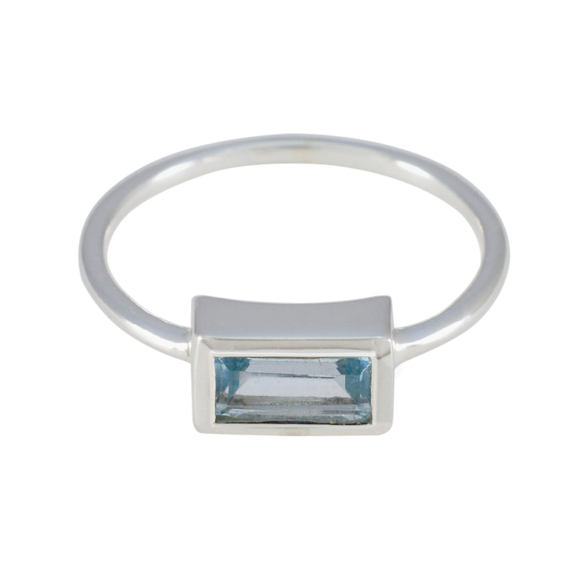 Isla Modern Blue Solitaire Ring with Silver Band Blue Topaz Blue