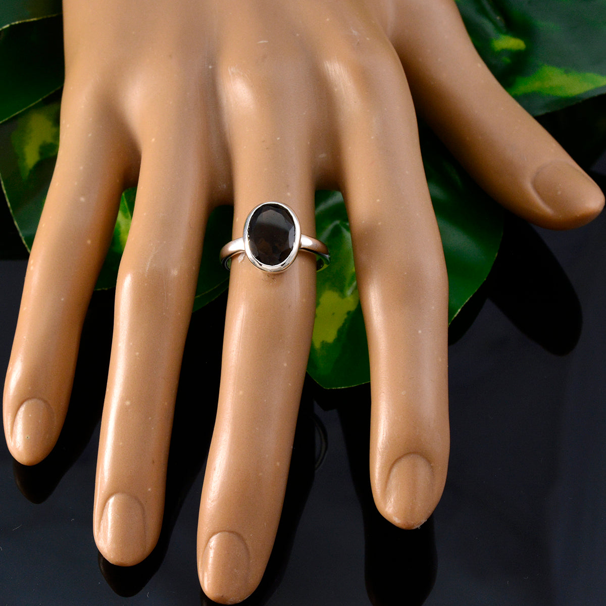 Nella Modern Brown Solitaire Ring in Sterling Silver