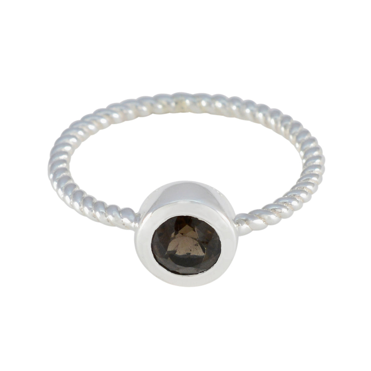 Hye-jin Modern Brown Solitaire Ring Smoky Quartz Brown