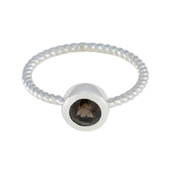 Hye-jin Modern Brown Solitaire Ring Smoky Quartz Brown