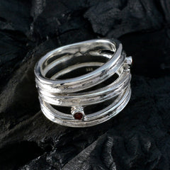 Amelia Modern Red Solitaire Ring in Sterling Silver