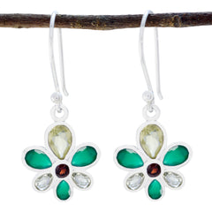 Ayaka Multicolor Dangle Earrings India - Floral Gemstone Design Multi multicolor Dangle