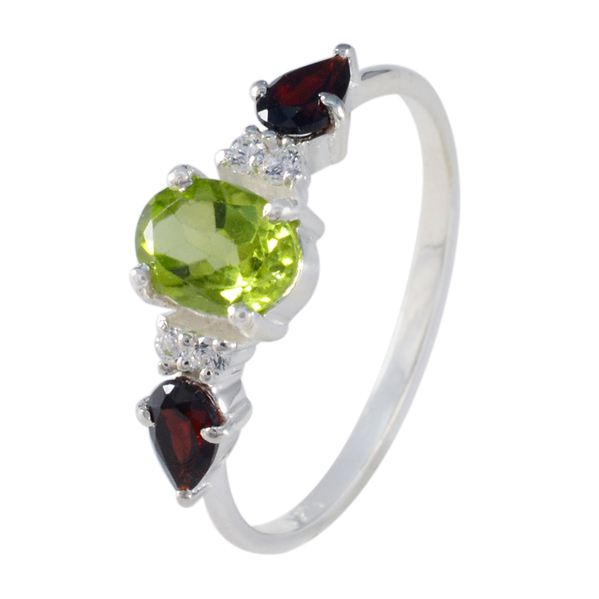 Ananya Multicolor Gemstone Trilogy Ring in Silver