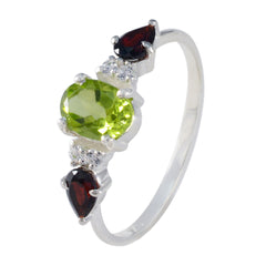 Ananya Multicolor Gemstone Trilogy Ring in Silver