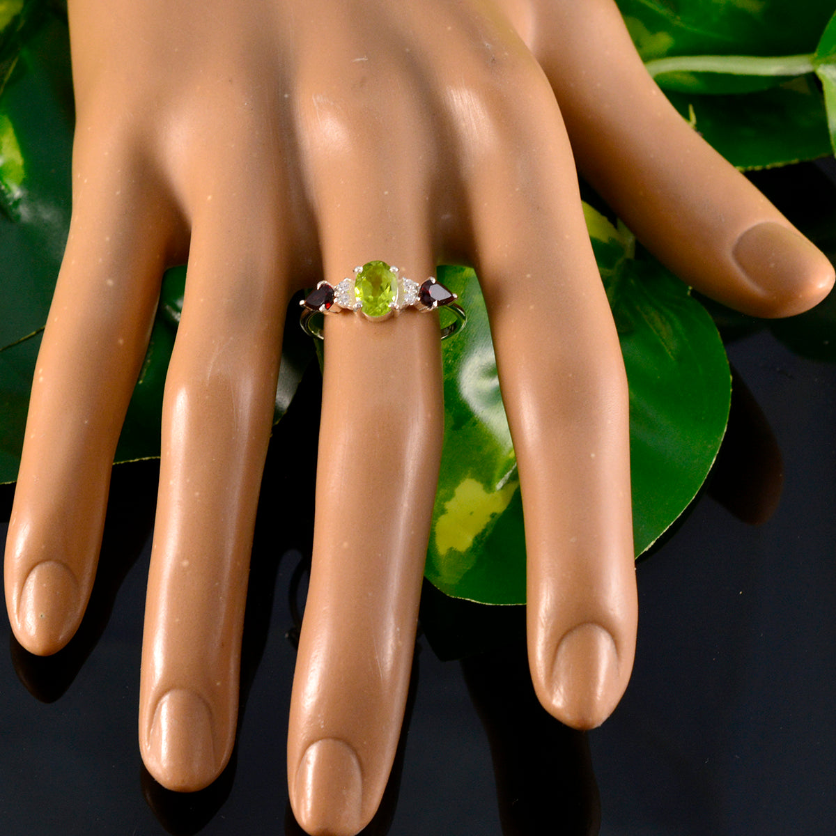 Ananya Multicolor Gemstone Trilogy Ring in Silver