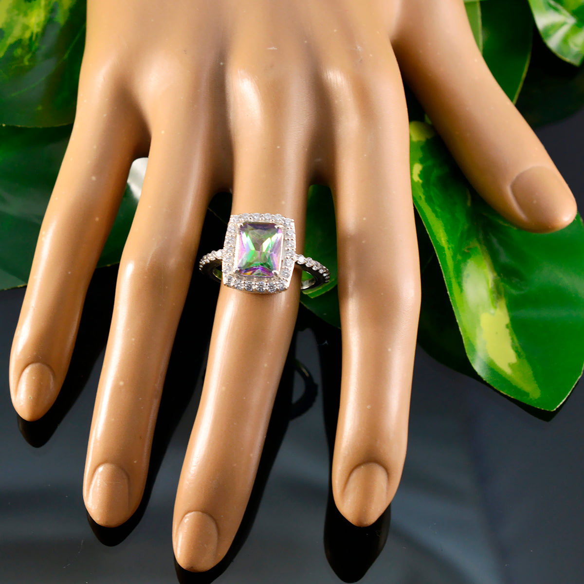 Camila Multicolor Halo Ring with Sparkling Stones