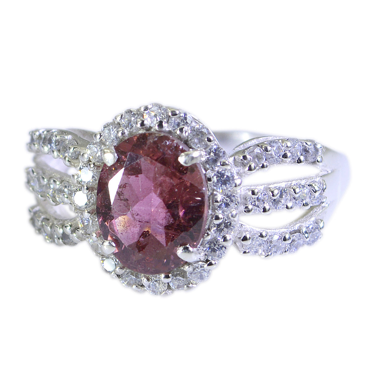 Charlotte Multicolor Halo Ring with Pink Gemstone