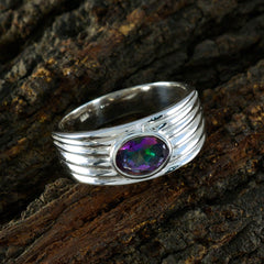 Riya Multicolor Solitaire Ring with Silver Band