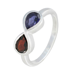 Multicolor toi et moi ring featuring a unique infinity design with two colorful gemstones