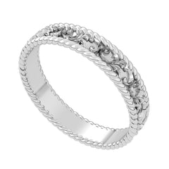 Isabel silver plain thumb ring for women with braided edge and curb chain center polished finish