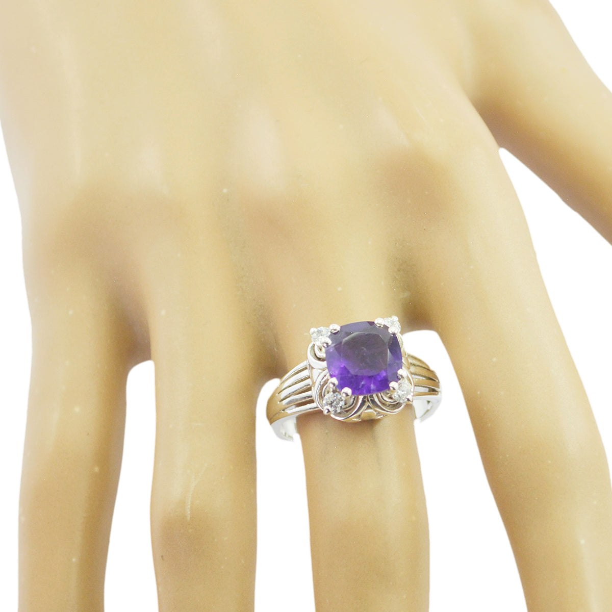 Scarlett Purple Gemstone Halo Ring in Sterling Silver