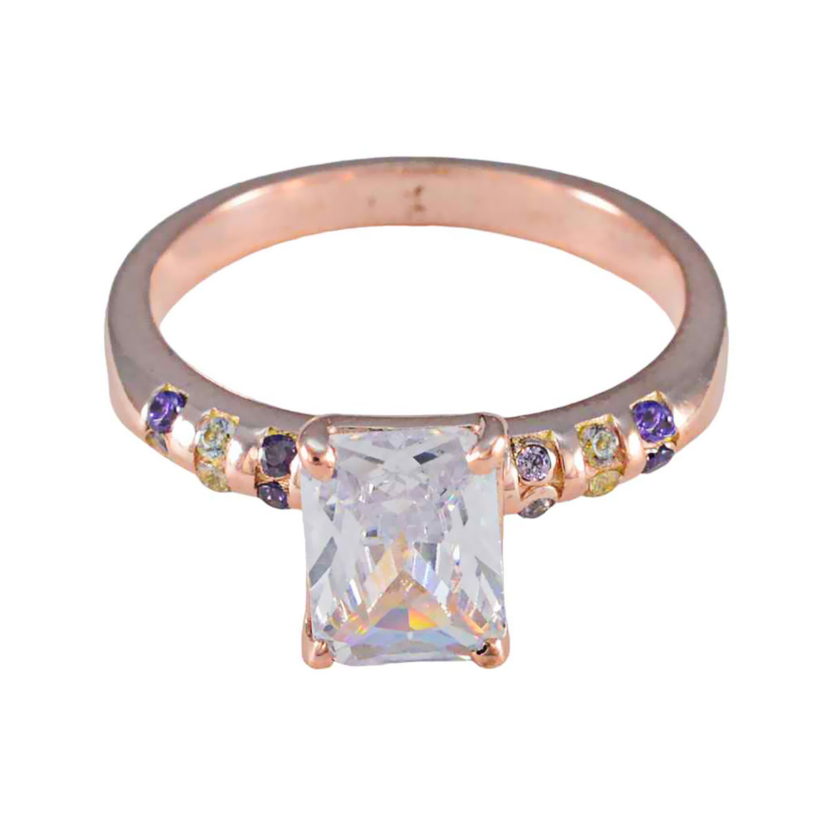 Hua Purple Halo Engagement Ring with Sparkling Gemstones Amethyst Purple