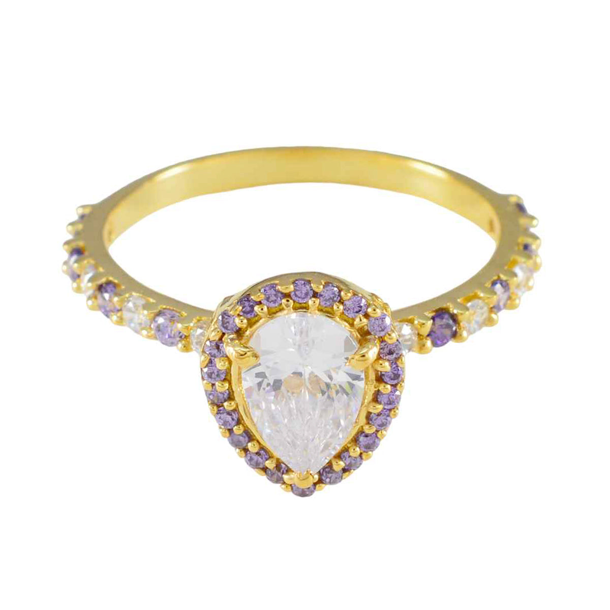 Sara Sophisticated Purple Halo Ring Amethyst Purple