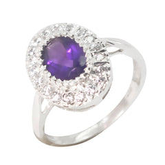 Elena Contemporary Purple Halo Ring Amethyst Purple