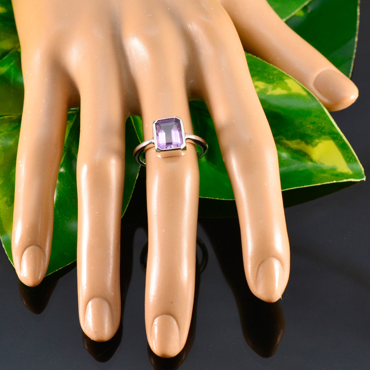 Saanvi Purple Solitaire Gemstone Ring in Silver