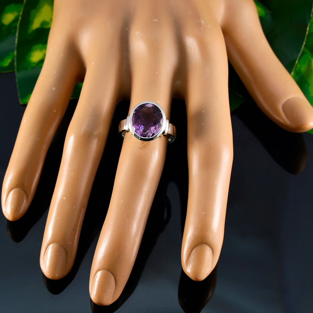 Riya Purple Solitaire Gemstone Ring in Sterling Silver