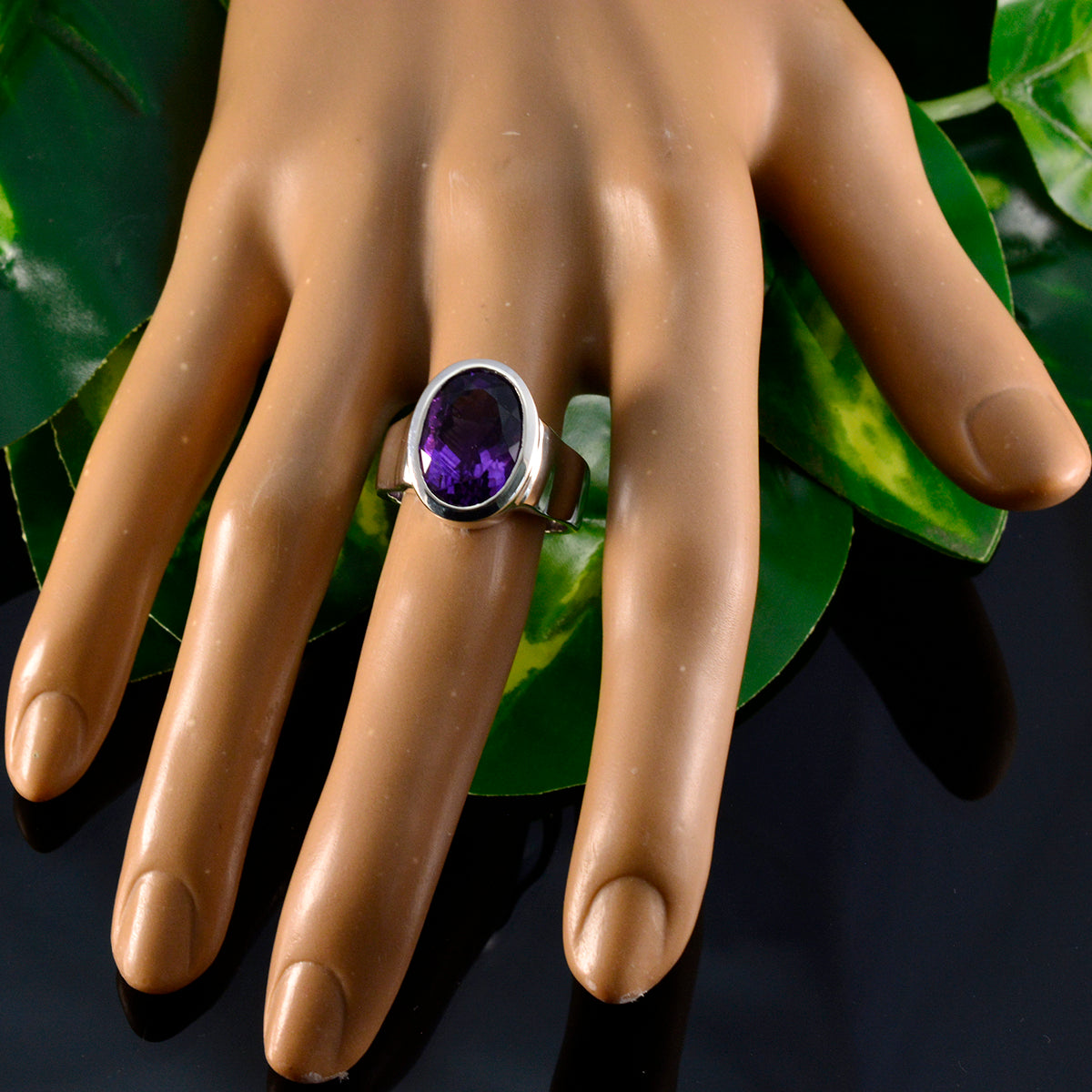 Alice Purple Solitaire Gemstone Ring in Silver