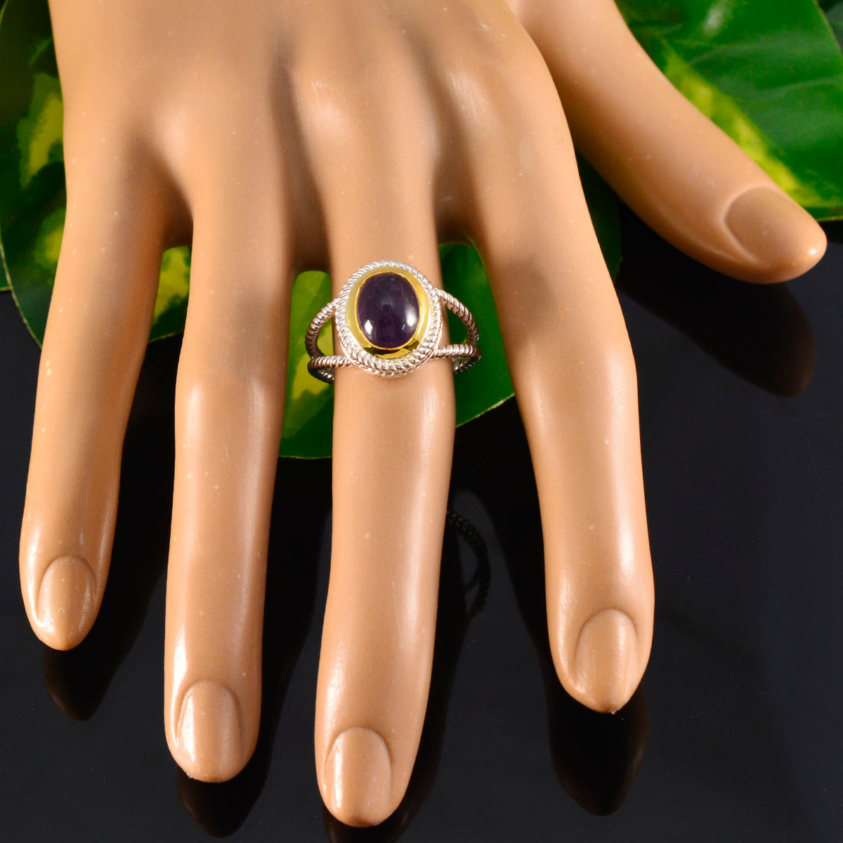 Ellie Purple Solitaire Gemstone Ring with Silver Band