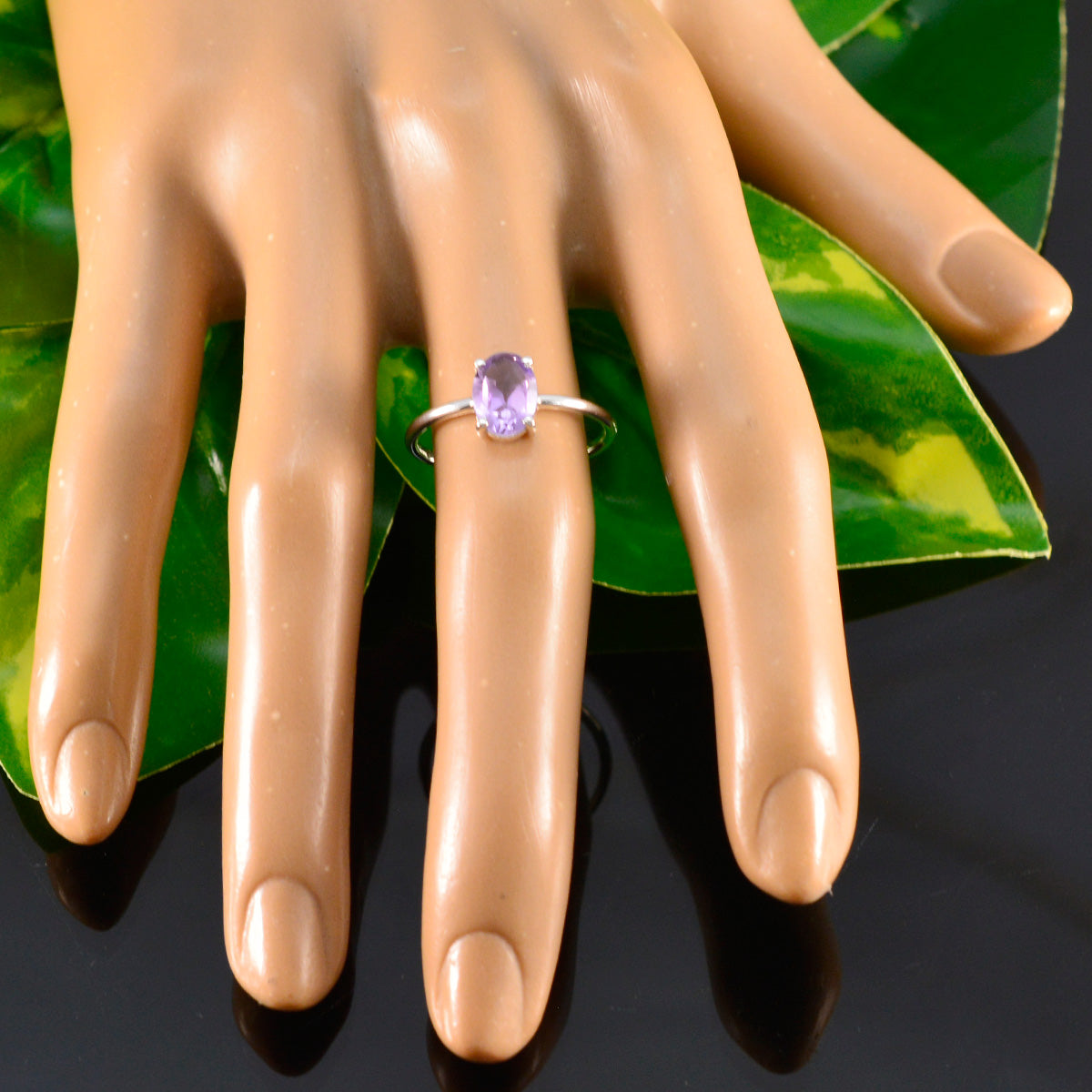 Nora Purple Solitaire Ring with Oval Amethyst Gemstone