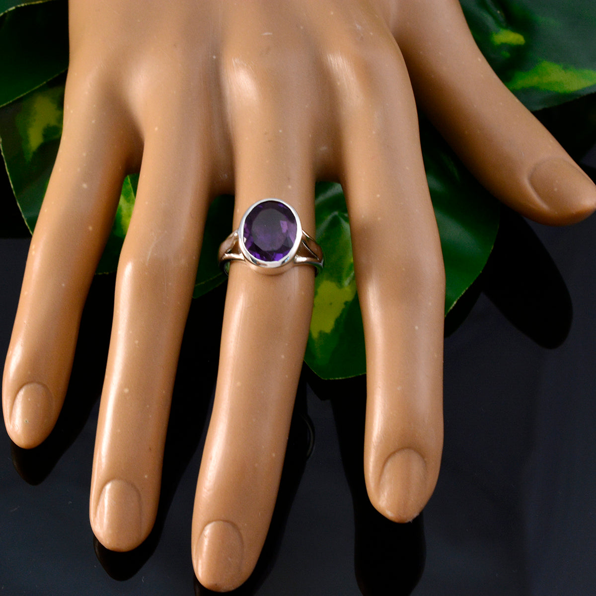 Olivia Purple Solitaire Ring with Oval Gemstone