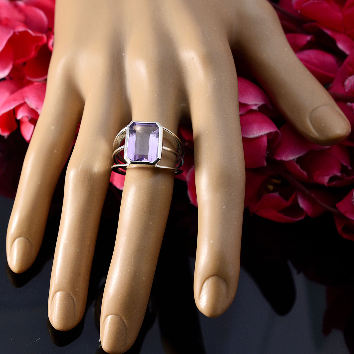 Ayesha Modern Purple Solitaire Ring