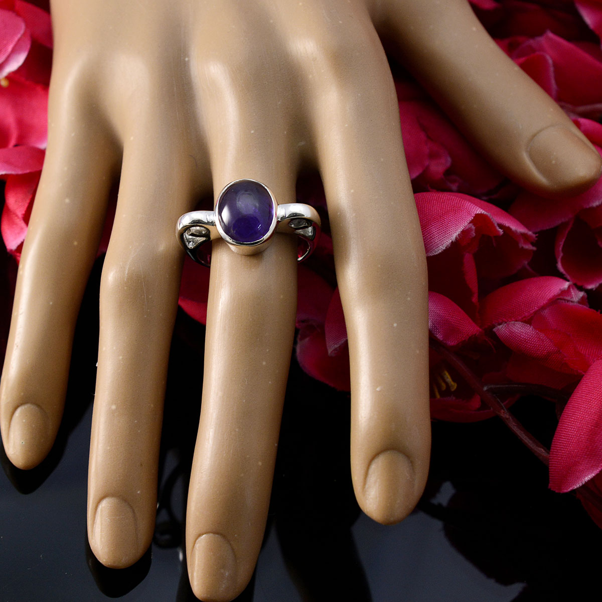 Maria Purple Solitaire Ring Online with Sterling Silver
