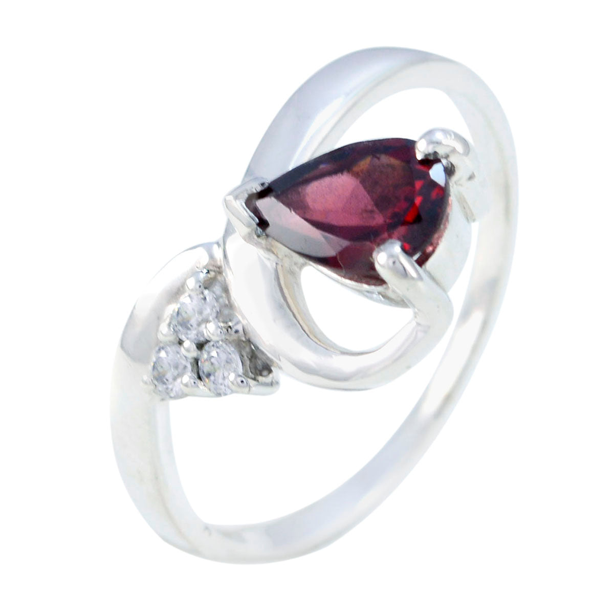 Li Lee Red Gemstone Halo Ring with Pear Cut Design