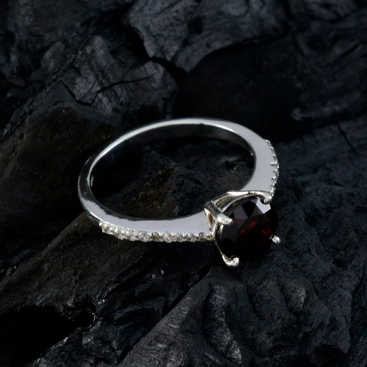 Greta Red Halo Ring for Women with Gemstone Accent